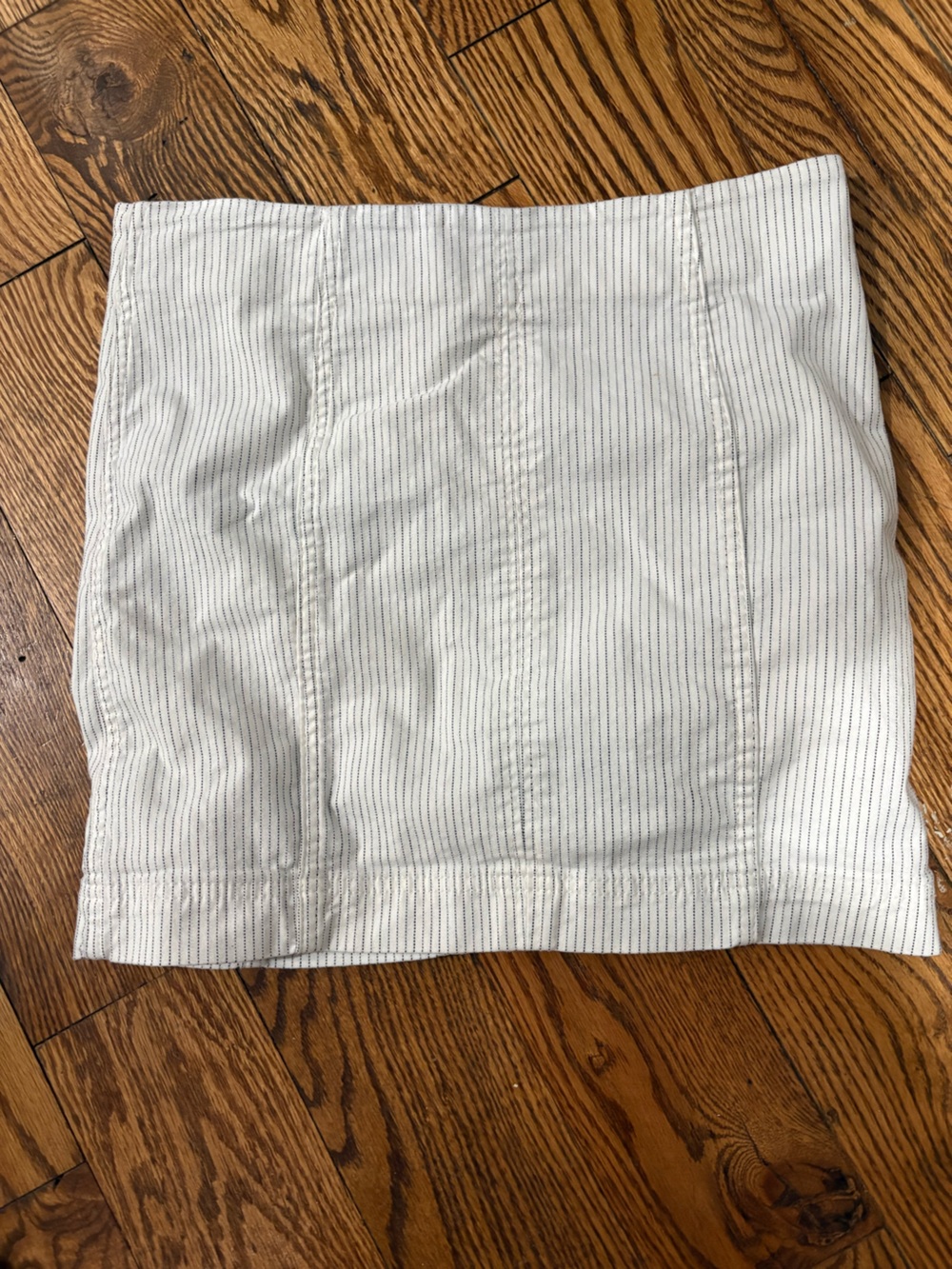 Free People White Mini Skirt with Thin Navy Pinstripes